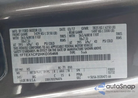 2017 Ford F-150 Xlt from USA, damaged, VIN 1FTEX1CP2HKD35468